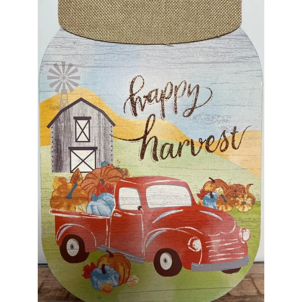 Happy Harvest Wooden Wall Hanging Sign Rustic Fall Decor - Picture 2 of 4